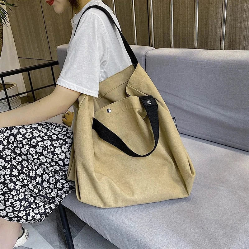 2024 Korean Canvas Bag Large Capacity Lightweight Casual Sen Fashion Portable Simple One Shoulder Handheld Women's Bag