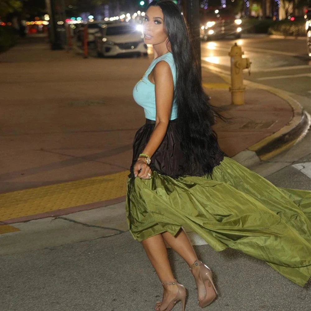 2024 ladies beautiful latest patchwork maxi long spring fashion skirt womens