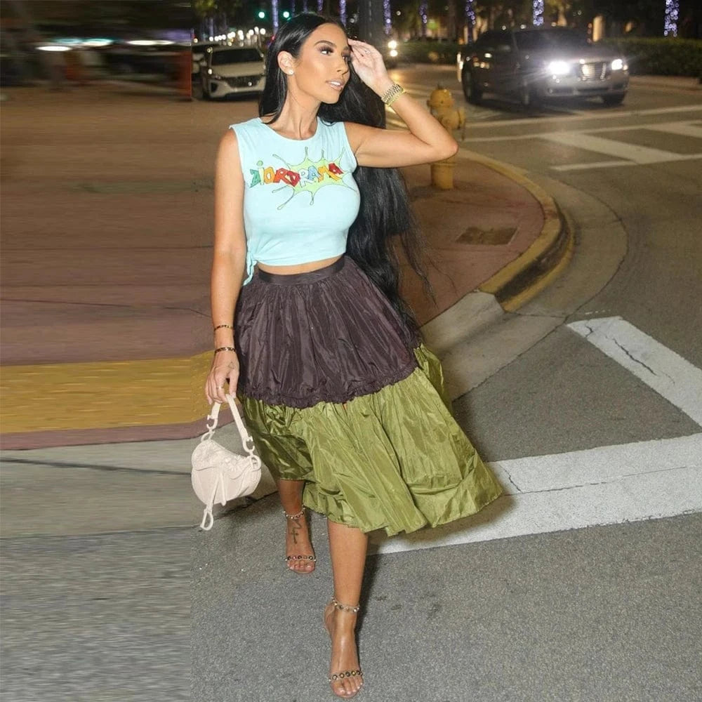 2024 ladies beautiful latest patchwork maxi long spring fashion skirt womens