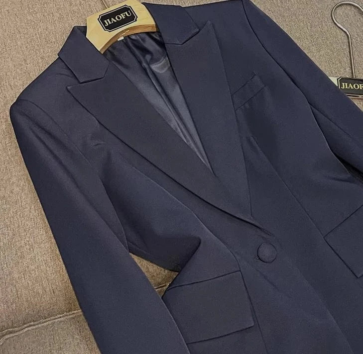 2024 Lady Office High Quality Spring Designed Solid Suit Single Button Long Sleeve Blazer Flared Pants Women 2Pcs