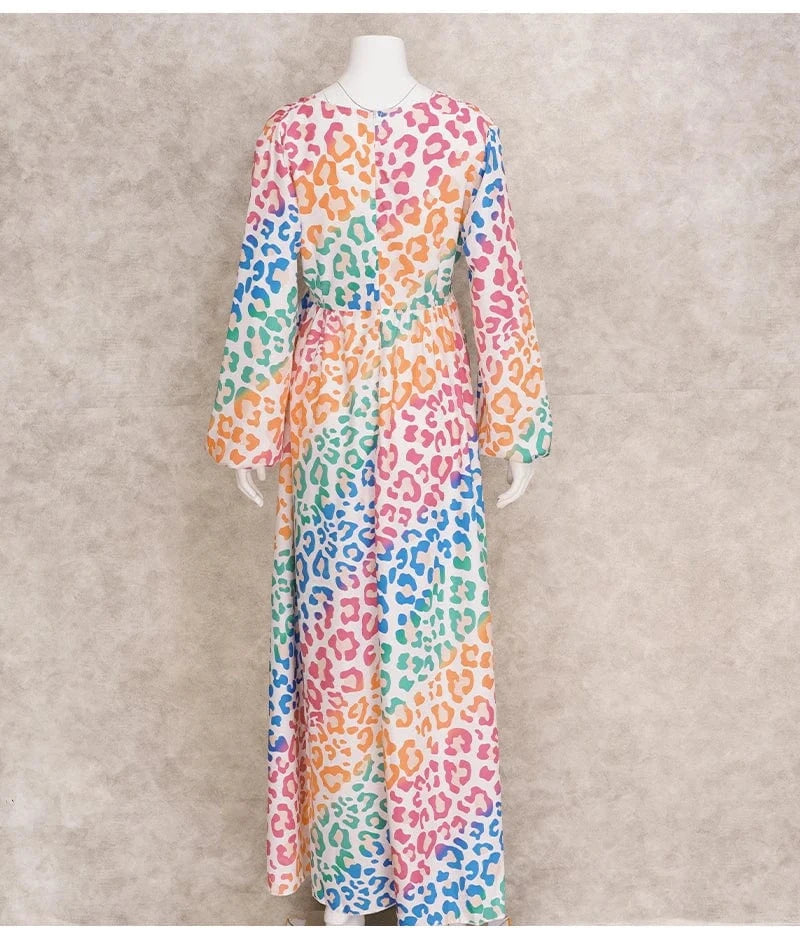 2024 Long Sleeve Leopard Print Loose Dress Cover Up Bikini Plus Size Women Swimsuit Swimwear Beachwear Bathing Suit