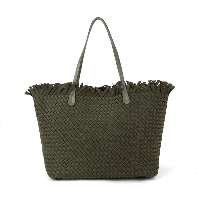 2024 neoprene woven tote bags weave neoprene crossbody purse beach bag with small pouch custom bag