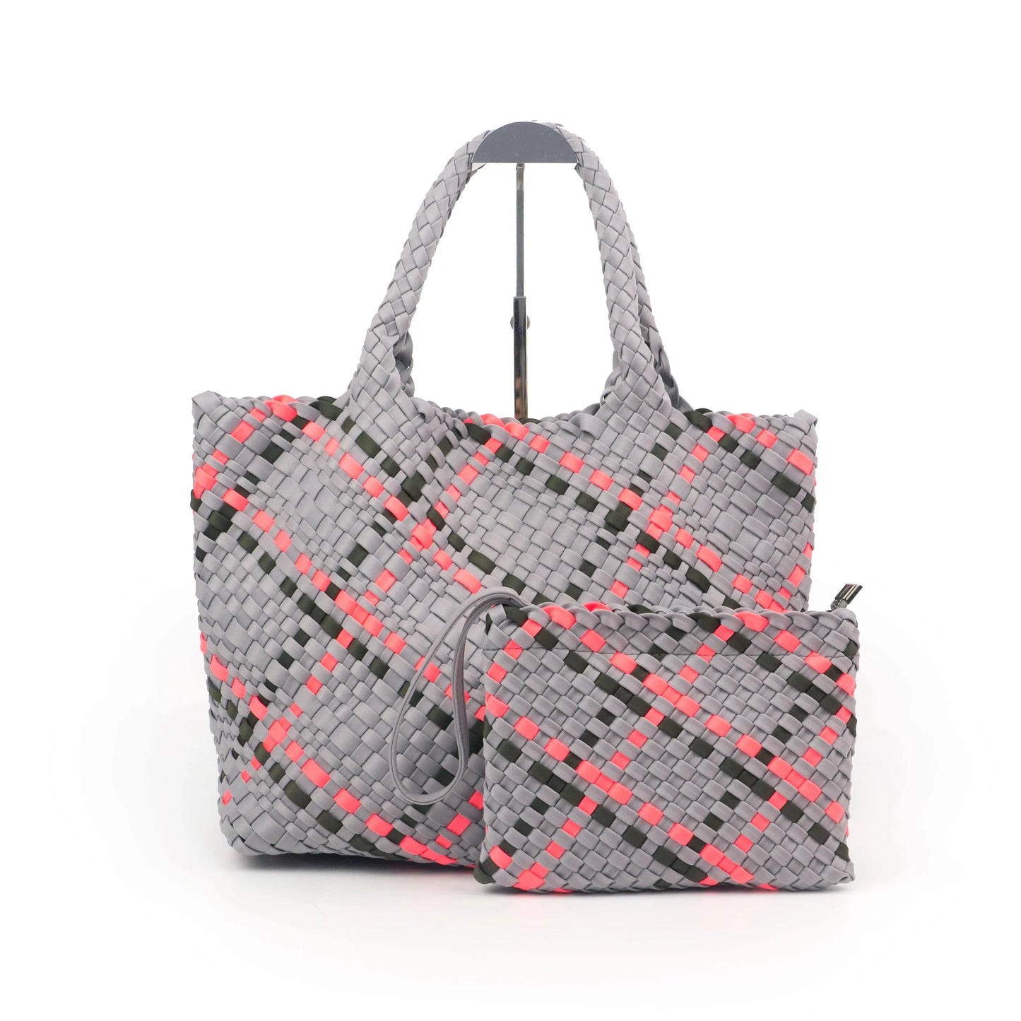 2024 neoprene woven tote bags weave neoprene crossbody purse beach bag with small pouch custom bag