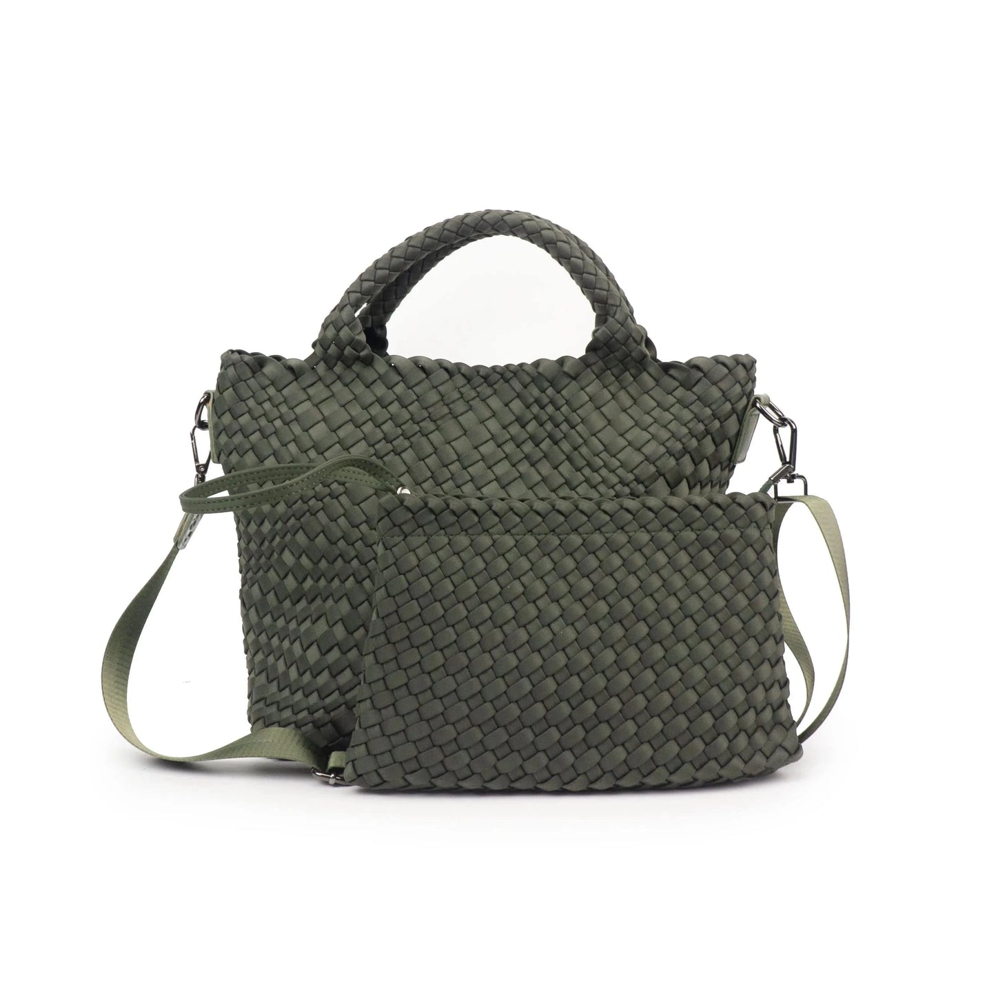 2024 neoprene woven tote bags weave neoprene crossbody purse beach bag with small pouch custom bag