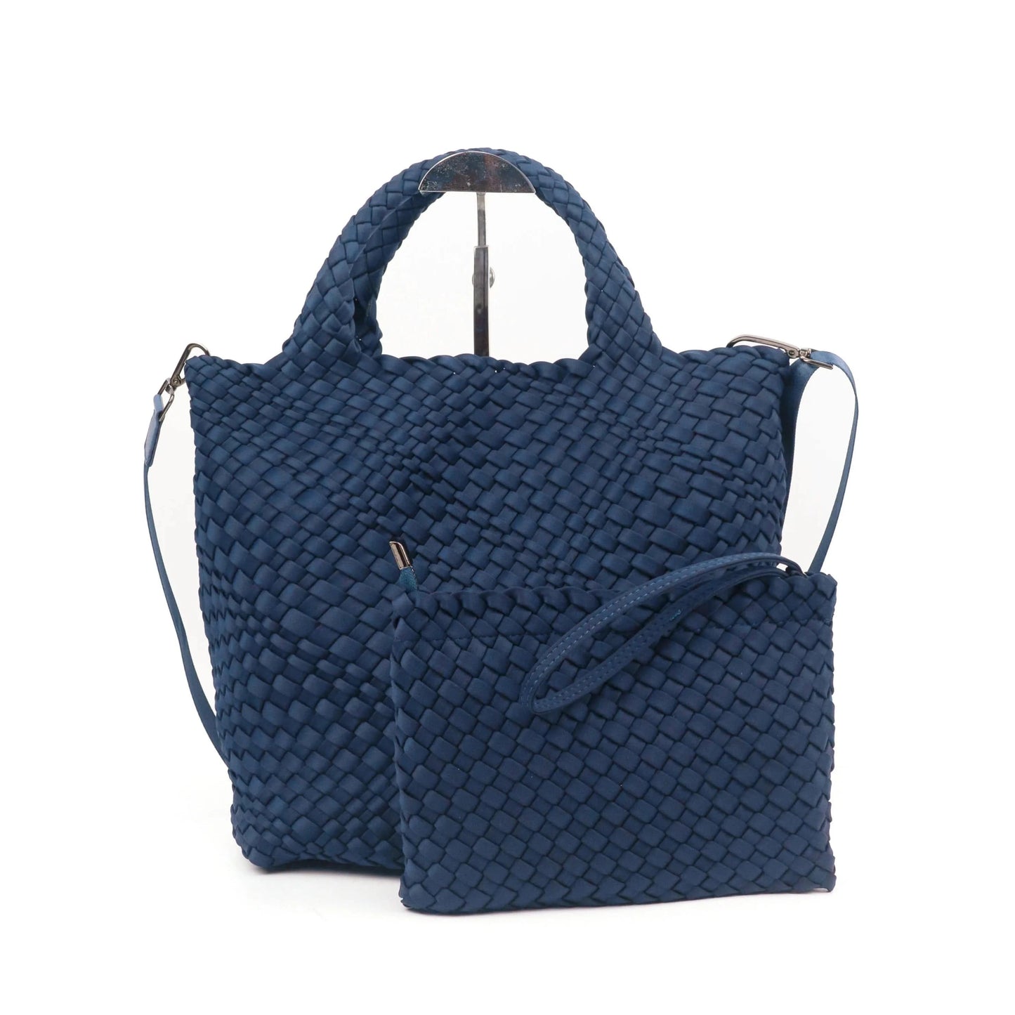 2024 neoprene woven tote bags weave neoprene crossbody purse beach bag with small pouch custom bag