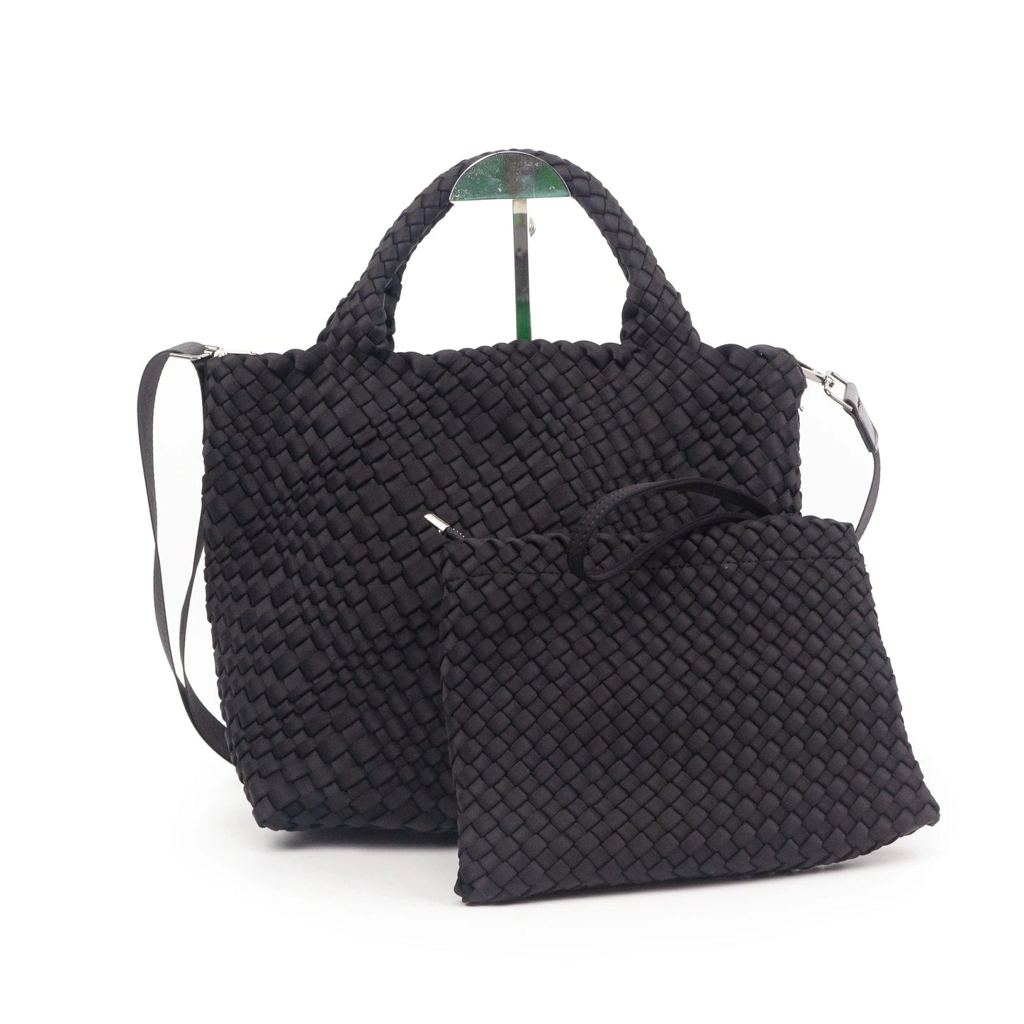 2024 neoprene woven tote bags weave neoprene crossbody purse beach bag with small pouch custom bag