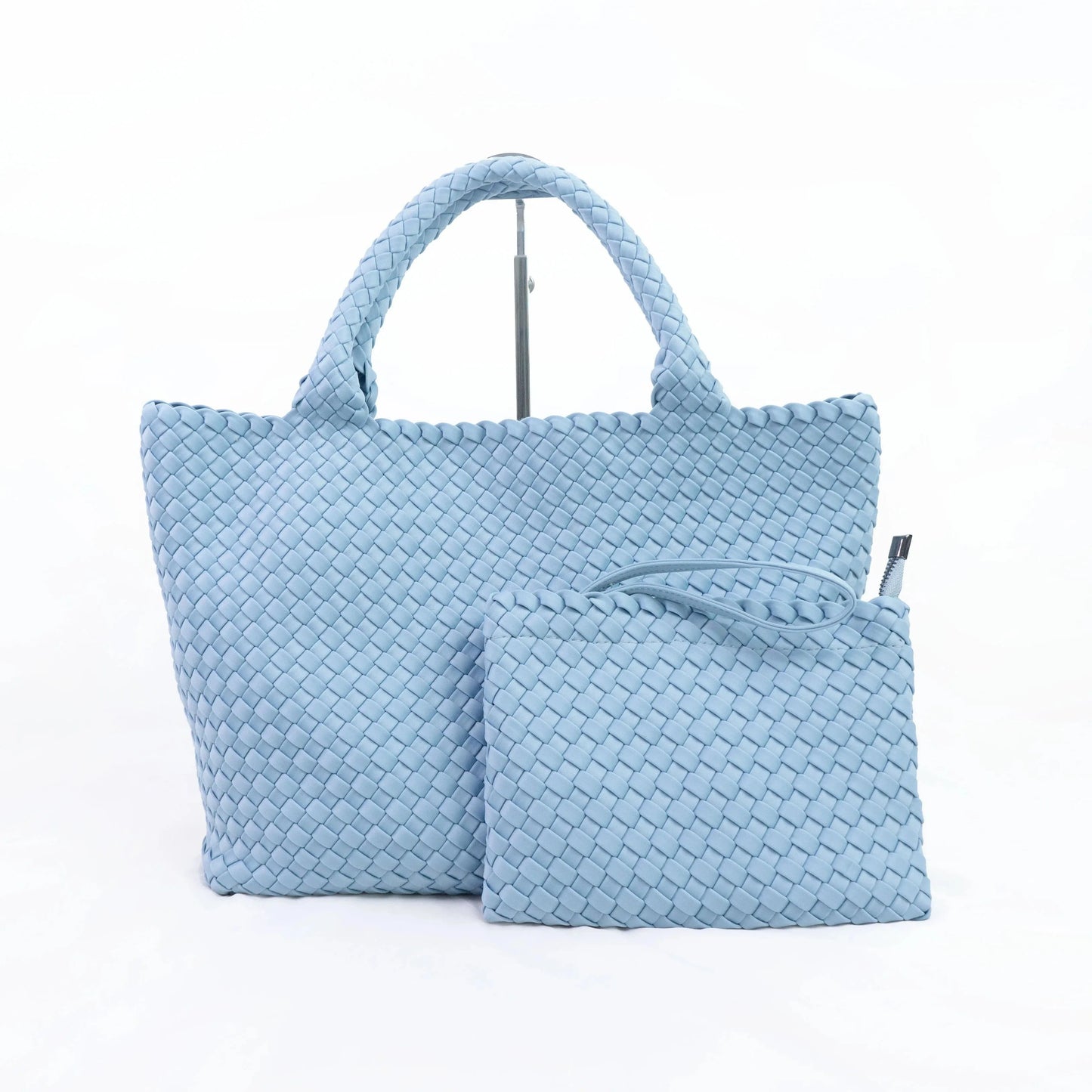 2024 neoprene woven tote bags weave neoprene crossbody purse beach bag with small pouch custom bag