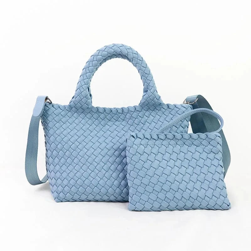 2024 neoprene woven tote bags weave neoprene crossbody purse beach bag with small pouch custom bag