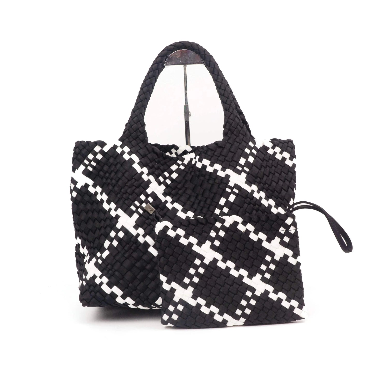 2024 neoprene woven tote bags weave neoprene crossbody purse beach bag with small pouch custom bag