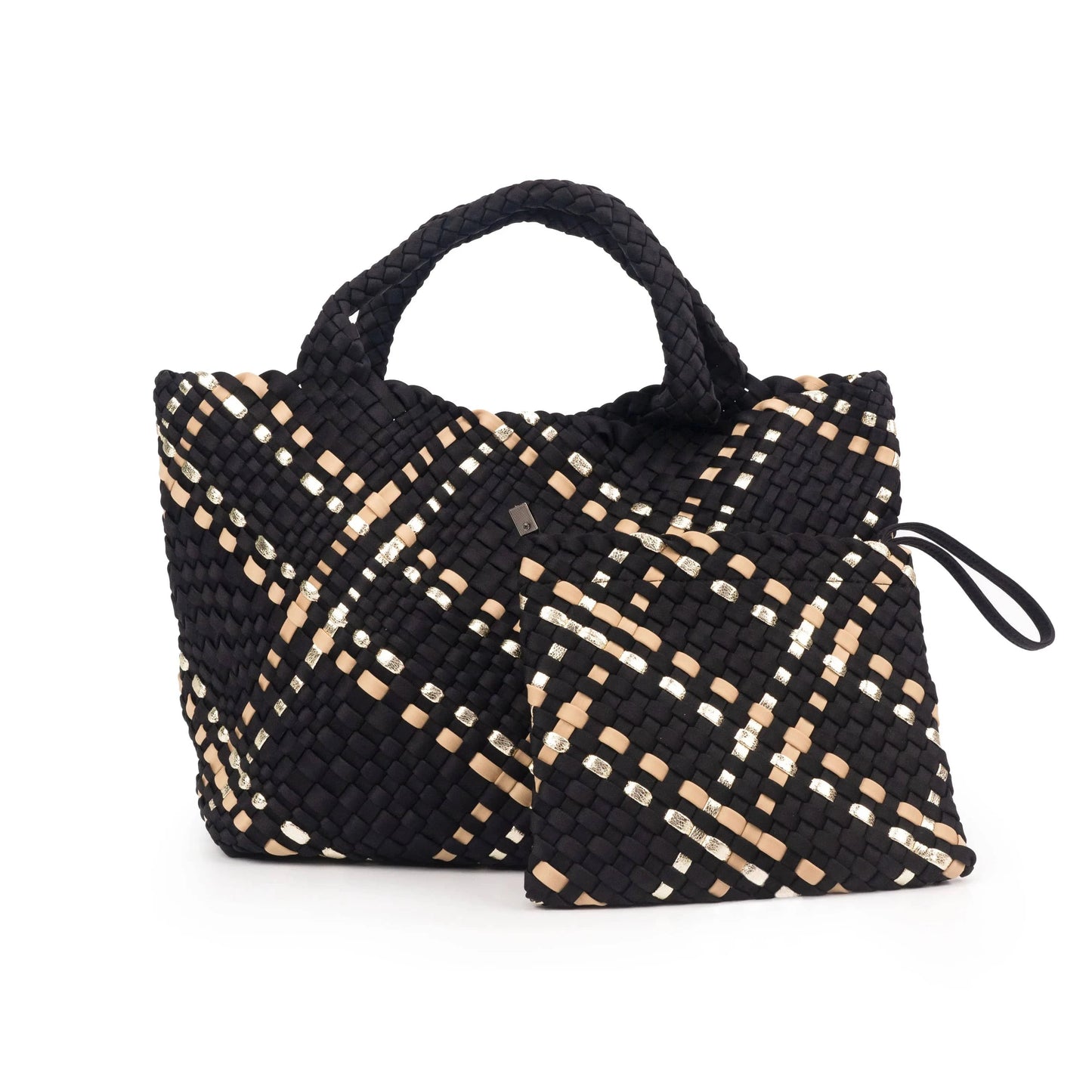 2024 neoprene woven tote bags weave neoprene crossbody purse beach bag with small pouch custom bag