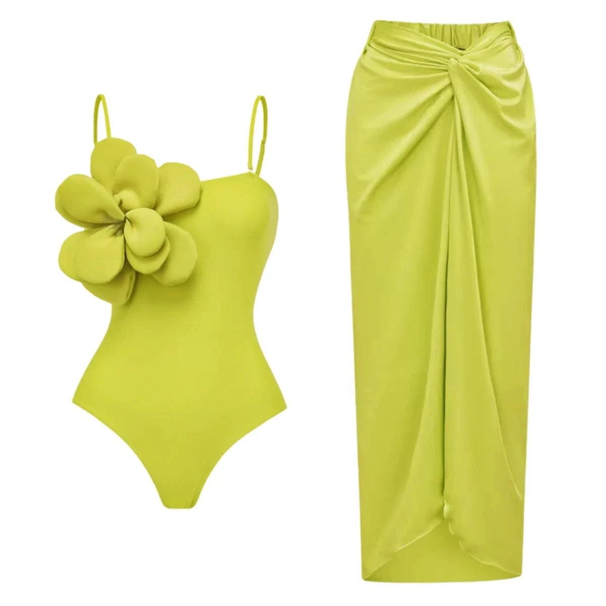 2024 New 3D Flower Bikini Set With Cover Up Luxury Swimsuit Women Sexy Floral Swimwear Monokini Swim Suit