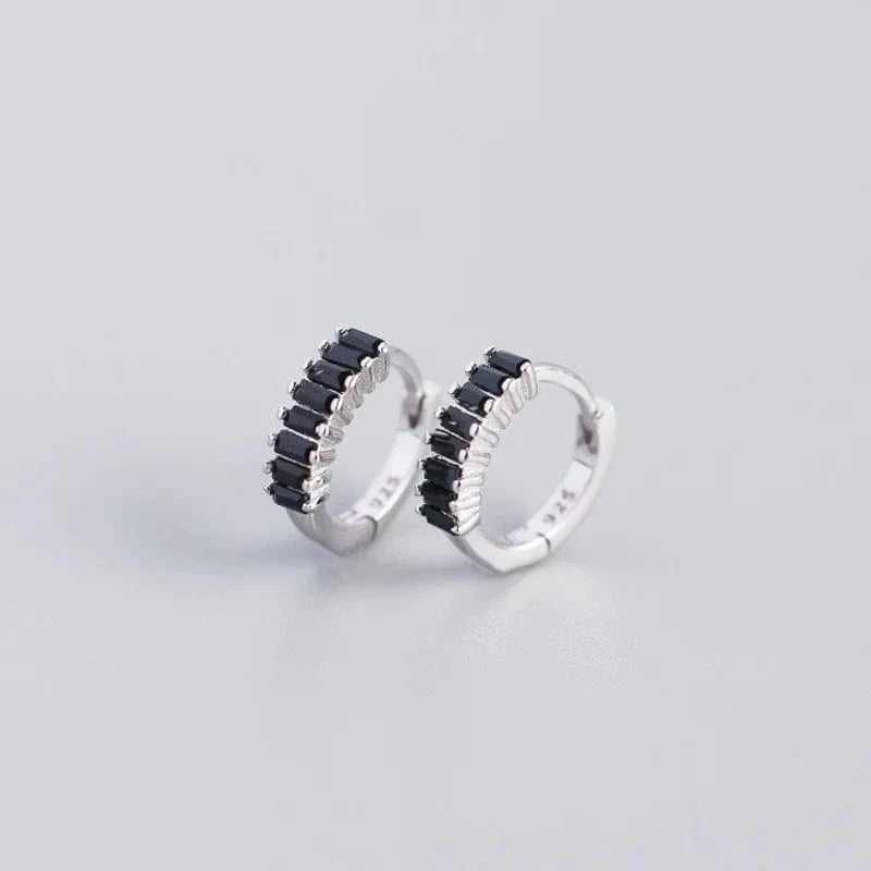 2024 NEW 925 Sterling Silver rainbow rectangular shape with cz diamond  hoop earrings for women jewelry