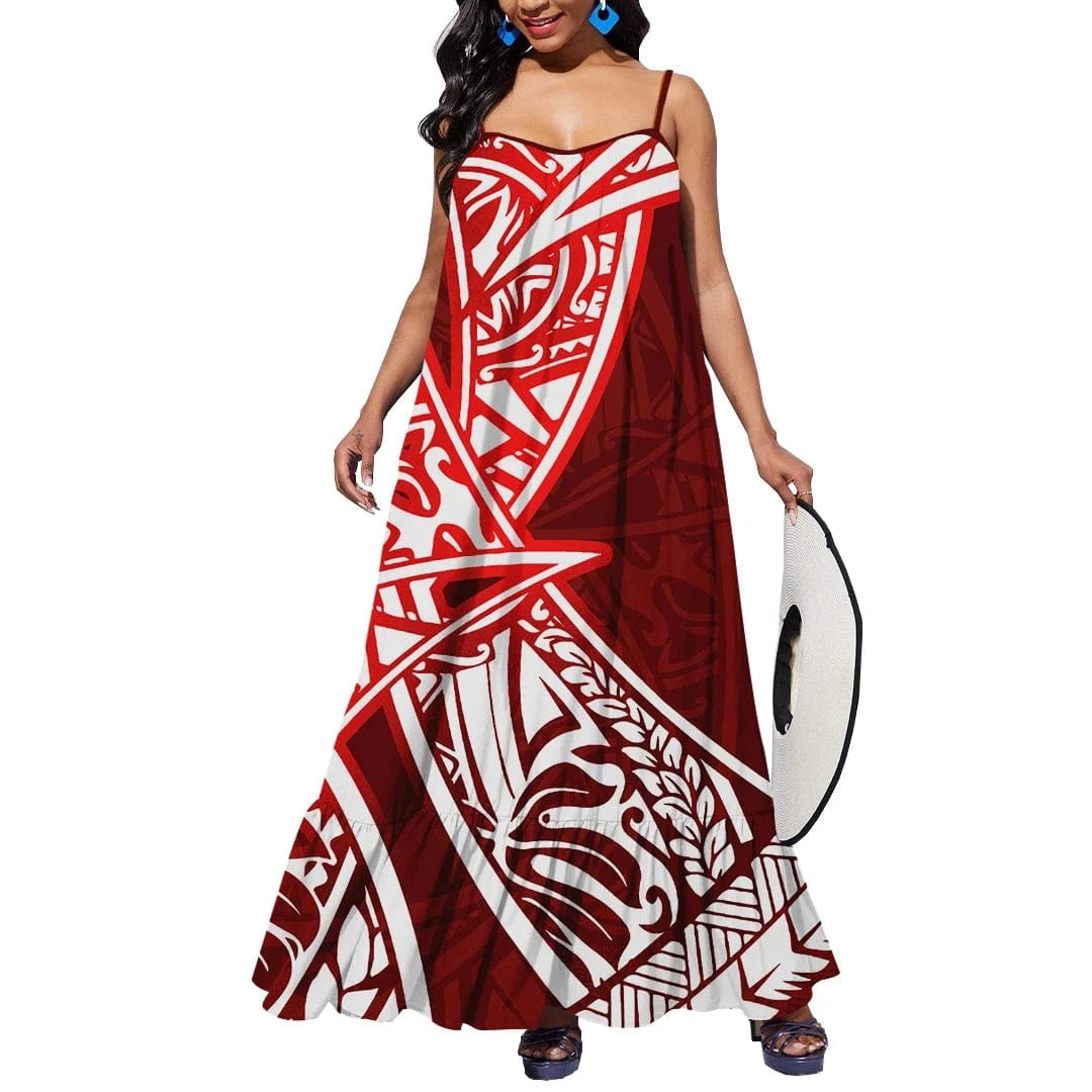 2024 New Arrival Custom Print Tonga Polynesian Tribal Casual Dresses Plus Size Party Outdoor Summer Polynesian Clothing