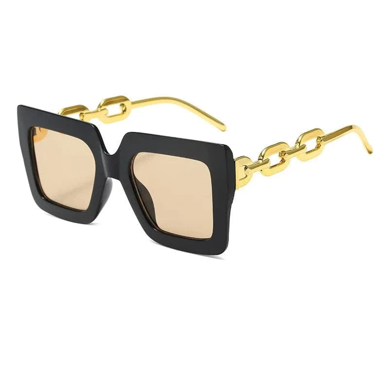 2024 New arrival fashion custom logo classics leopard print high quality retro chain frame square sunglasses for women