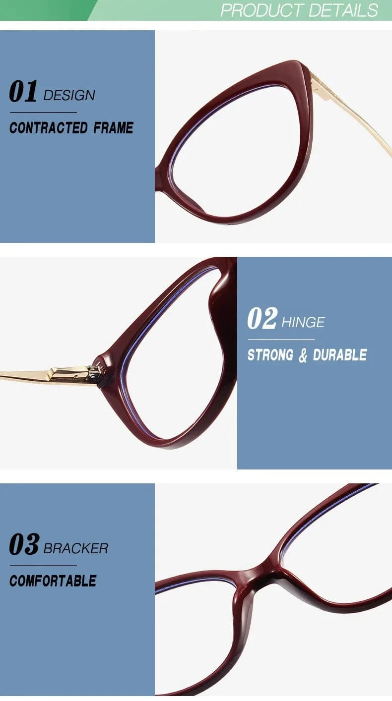 2024 new arrival fashion retro TR90 metal spring glasses arm Anti blue light prescription cat eye glasses for women men