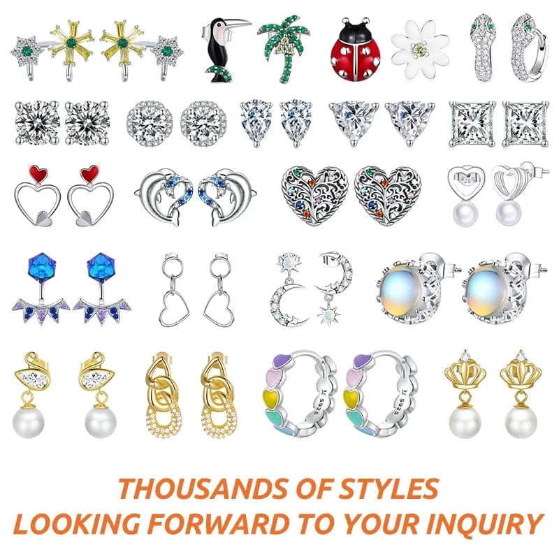 2024 New arrival fine silver zircon jewelry high quality fashion jewelry 925 sterling silver stud silver cute earrings for women