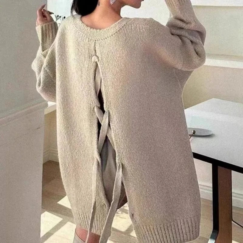 2024 New arrival high-quality fashion women's V-neck long sleeve loose plain sexy knit pullover sweater