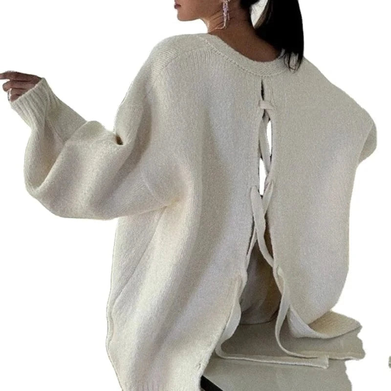 2024 New arrival high-quality fashion women's V-neck long sleeve loose plain sexy knit pullover sweater