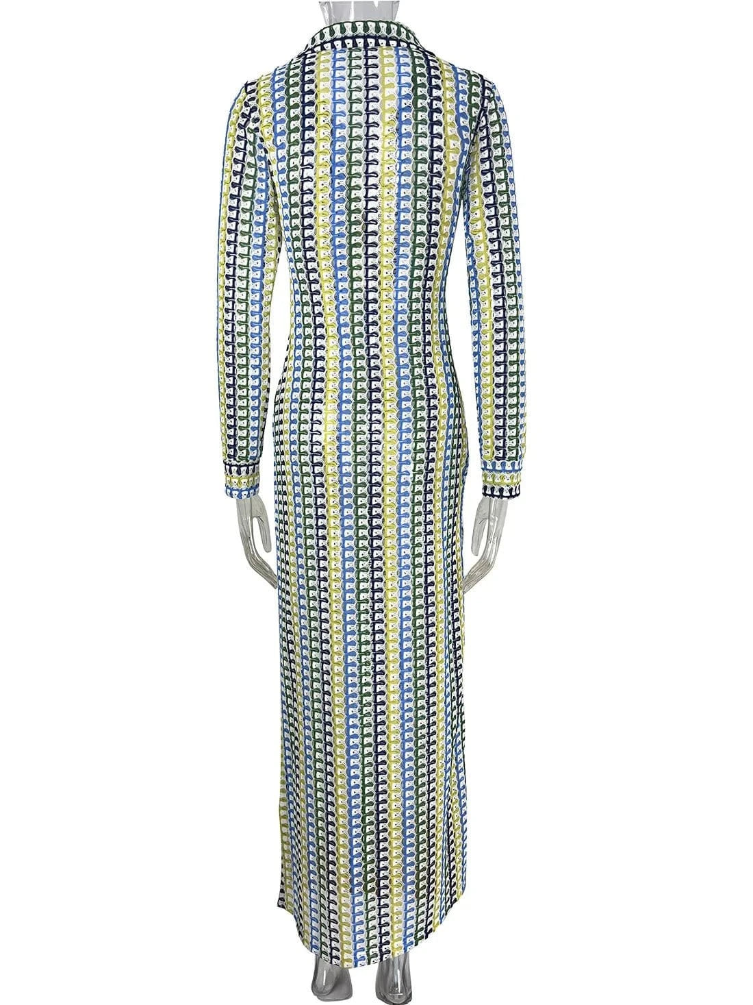 2024 New Arrival High Slit Long Sleeve Bohemian Bikini Cover Up Dress Handmade Crochet Women Maxi Long Beach Dress