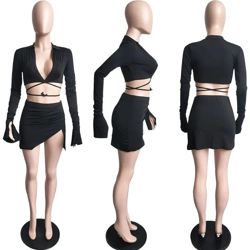 2024 New Arrival Summer Ladies Two Piece Sets Solid Color Dress Set Casual Skirt Women Clothing Two Piece Skirt Set