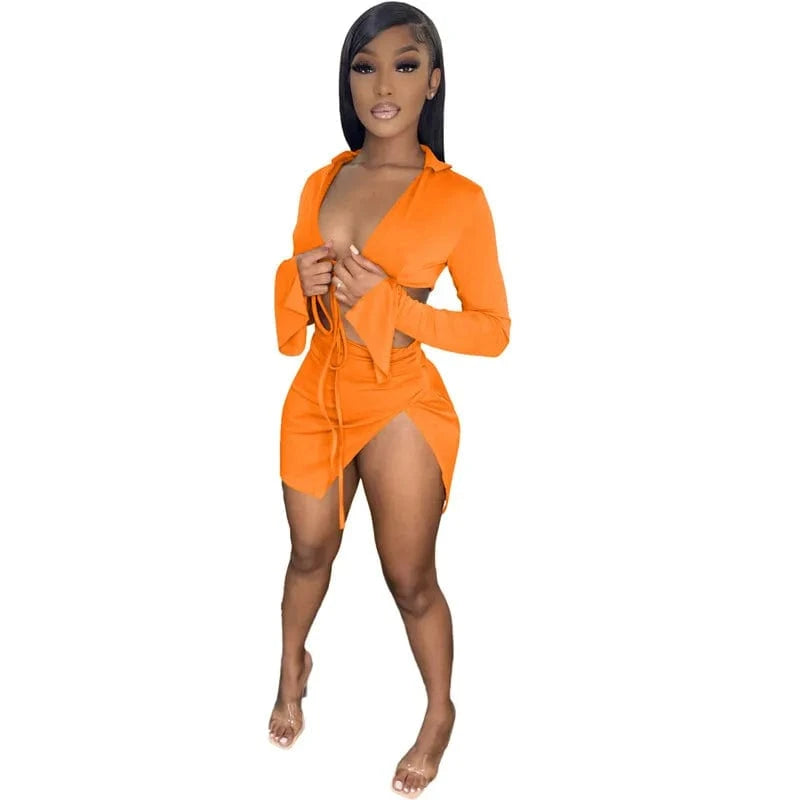 2024 New Arrival Summer Ladies Two Piece Sets Solid Color Dress Set Casual Skirt Women Clothing Two Piece Skirt Set