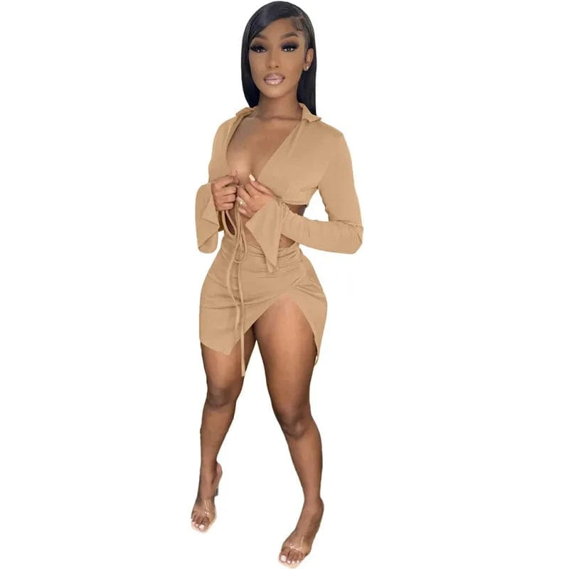 2024 New Arrival Summer Ladies Two Piece Sets Solid Color Dress Set Casual Skirt Women Clothing Two Piece Skirt Set