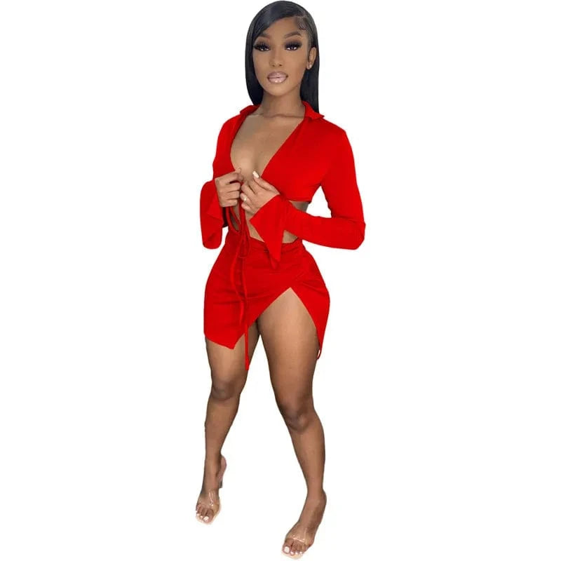 2024 New Arrival Summer Ladies Two Piece Sets Solid Color Dress Set Casual Skirt Women Clothing Two Piece Skirt Set