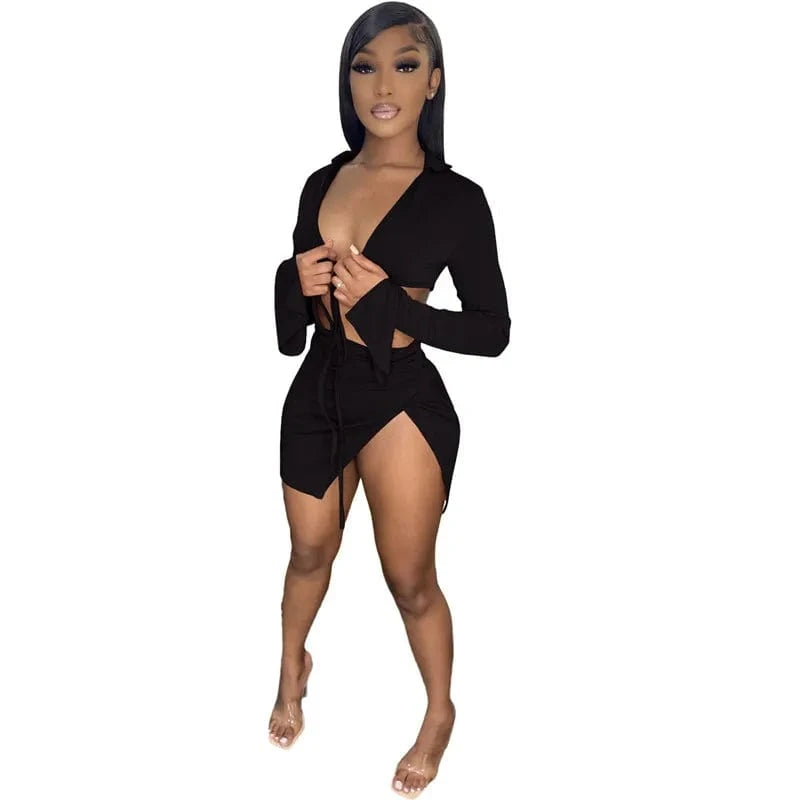 2024 New Arrival Summer Ladies Two Piece Sets Solid Color Dress Set Casual Skirt Women Clothing Two Piece Skirt Set