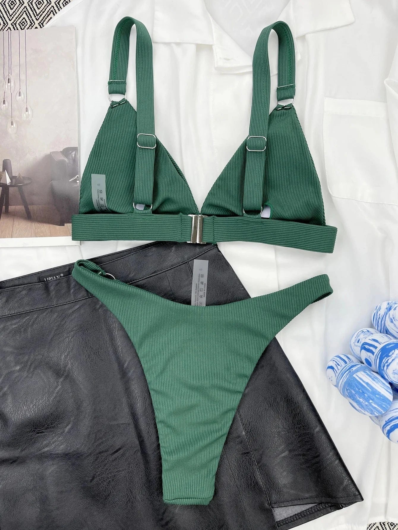 2024 New Arrivals Bikini Ring Linked Swimwear Swimsuit New Halter Brazilian Bikini Women Push Up Bathing Suits