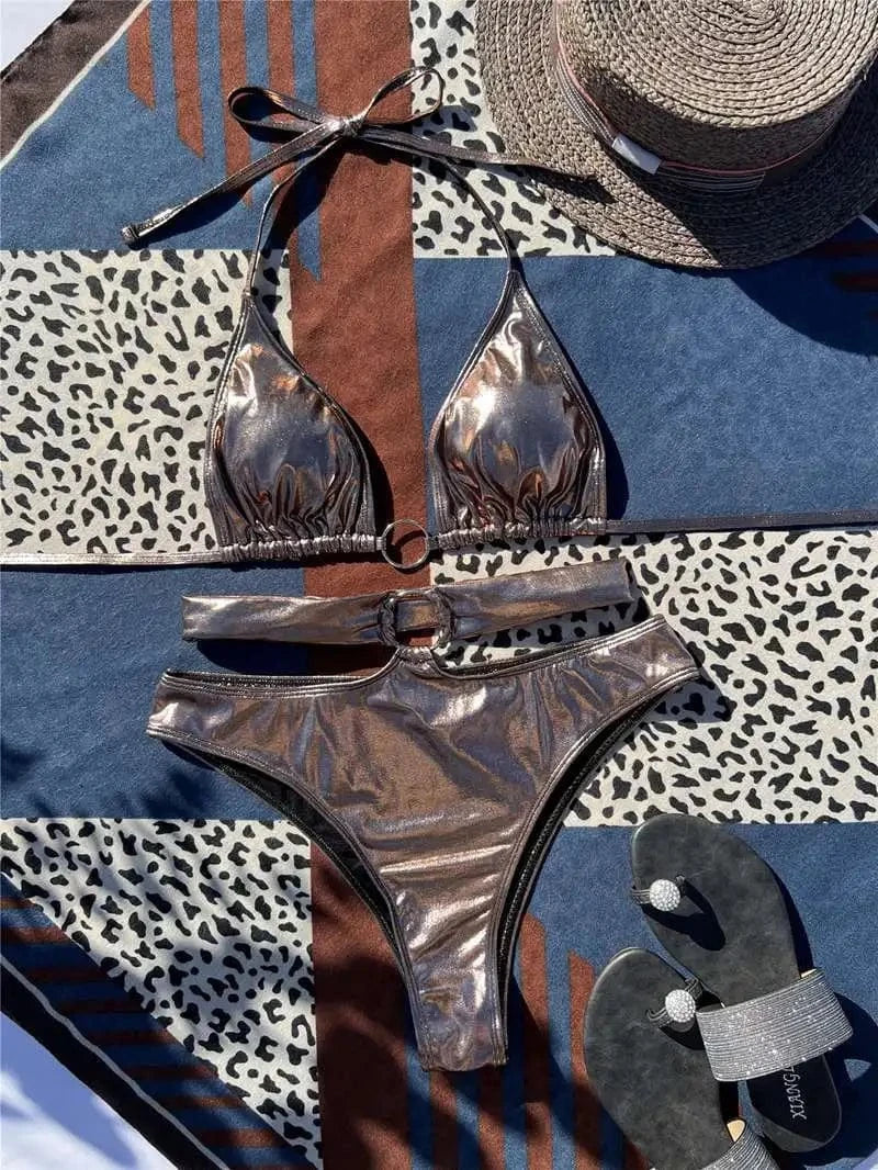 2024 New Arrivals Bikini Ring Linked Swimwear Women Sexy Strings Cross Bikini Sexy Push Up Swimsuit Bandage Beach Bathing Suits