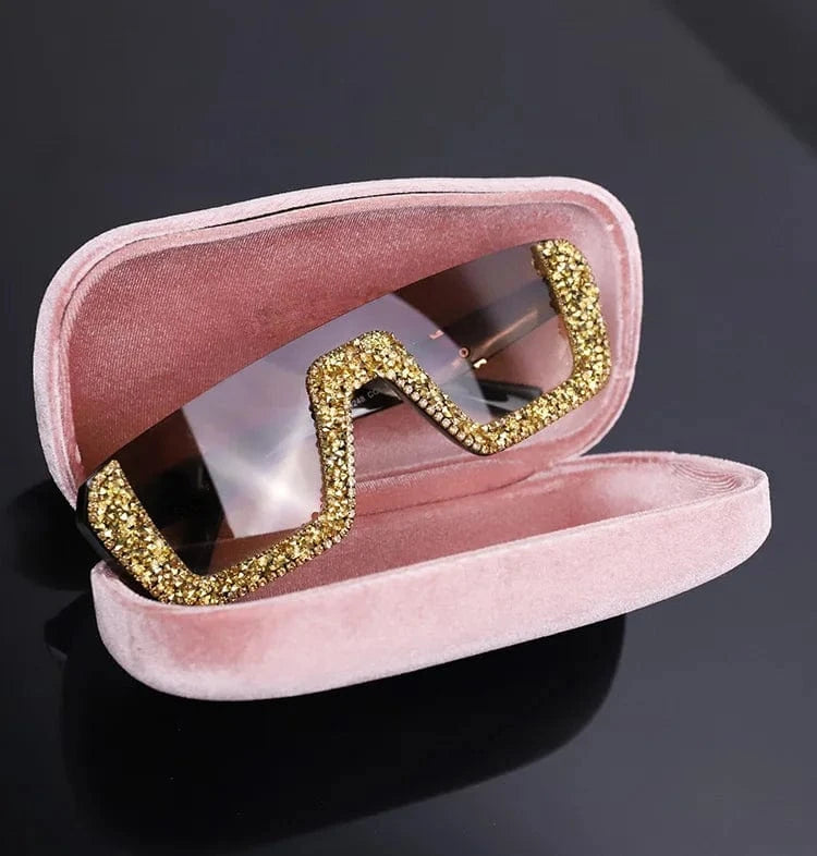 2024 New Arrivals Bling Studded High Quality Glitter Luxury Designer Sun Glasses Shades Rhinestone Square Sunglasses For Woman