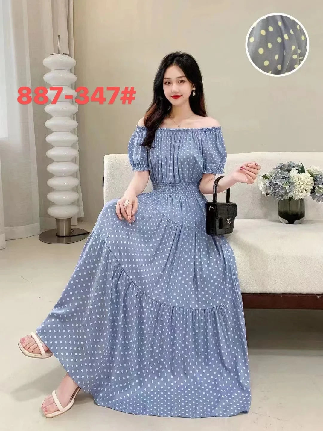 2024 New arrivals lady casual dress stylish printing Off shoulder sexy floral maxi dress summer woman clothing dresses