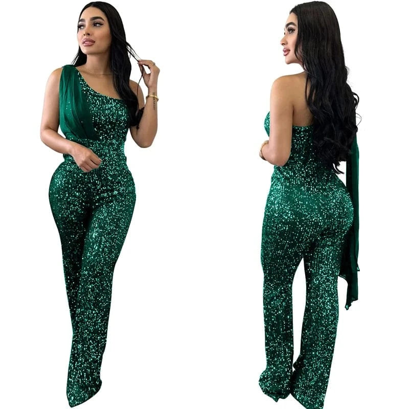 2024 new arrivals luxury women clothing sequin christmas evening party romper jumpsuit women bow boutique apparel clothes