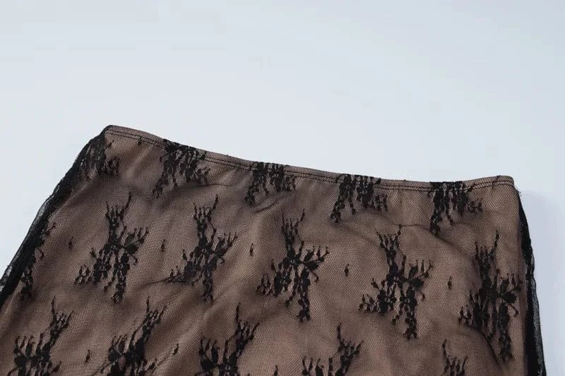 2024 new arrivals spring boutique 2 piece maxi lace skirt and top set for women