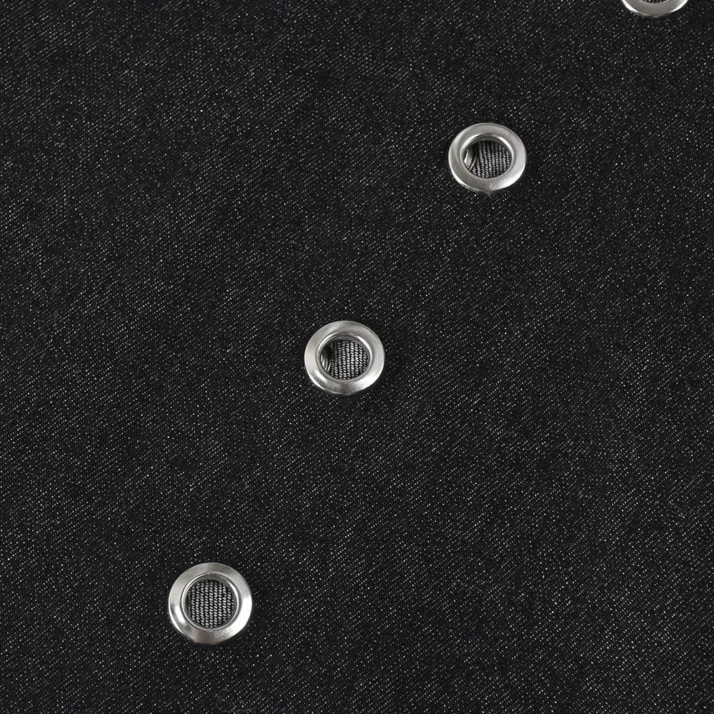 2024 New Arrivals Trendy Retro Eyelet Casual Dress Long Sleeve Zipper Dress Fashion Denim Bodycon Mini Dresses