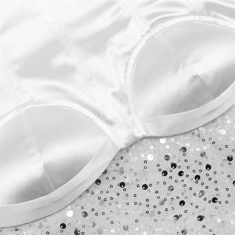 2024 new arrivals women ladies luxury sexy white fairy sequin bling mesh sheer flower party evening ball gown dress for women