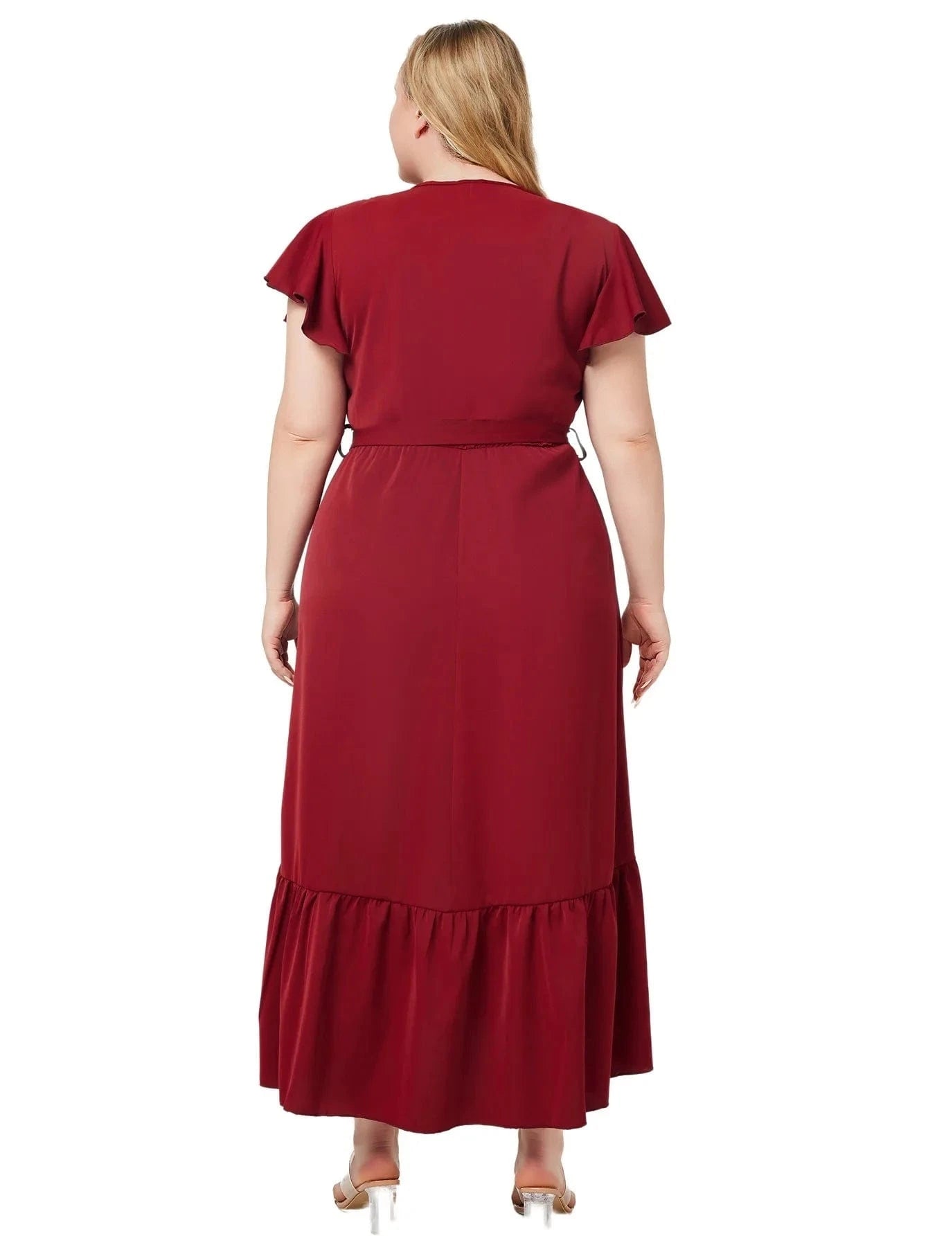 2024 New Arrivals women's solid color v-neck short-sleeved lace-up dresses