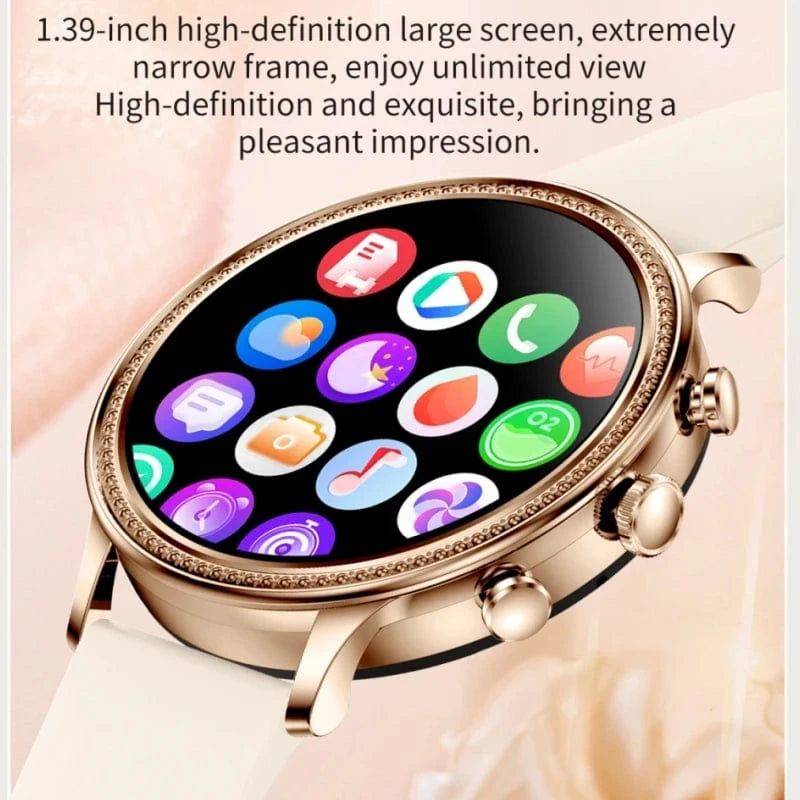 2024 new design fashion V60 Smartwatch Women with 1.39-inch HD screen Health Detection stainless steel bracelet smart watch