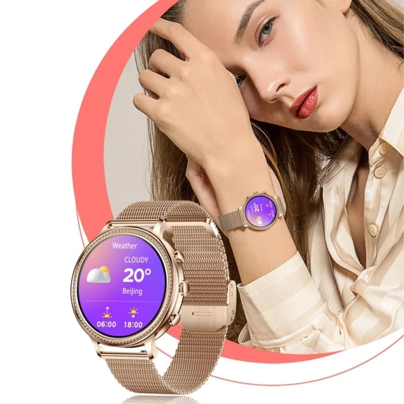 2024 new design fashion V60 Smartwatch Women with 1.39-inch HD screen Health Detection stainless steel bracelet smart watch