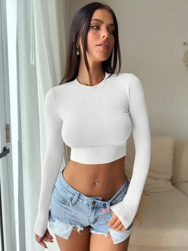 2024 New Design Quickly Dry Nylon Y2k Clothing Girls Womens Summer Sexy Round Neck Top Femme Sexy