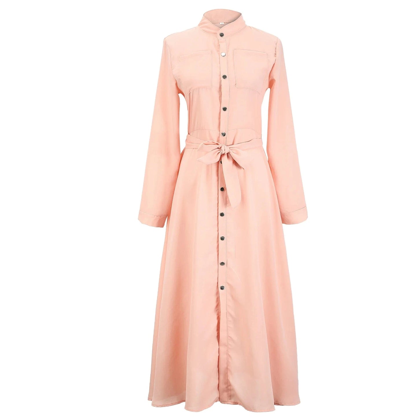 2024 New Design Wish Plus Size Women Slim Button Dress Shirt Long Sleeve Maxi Shirts Dress