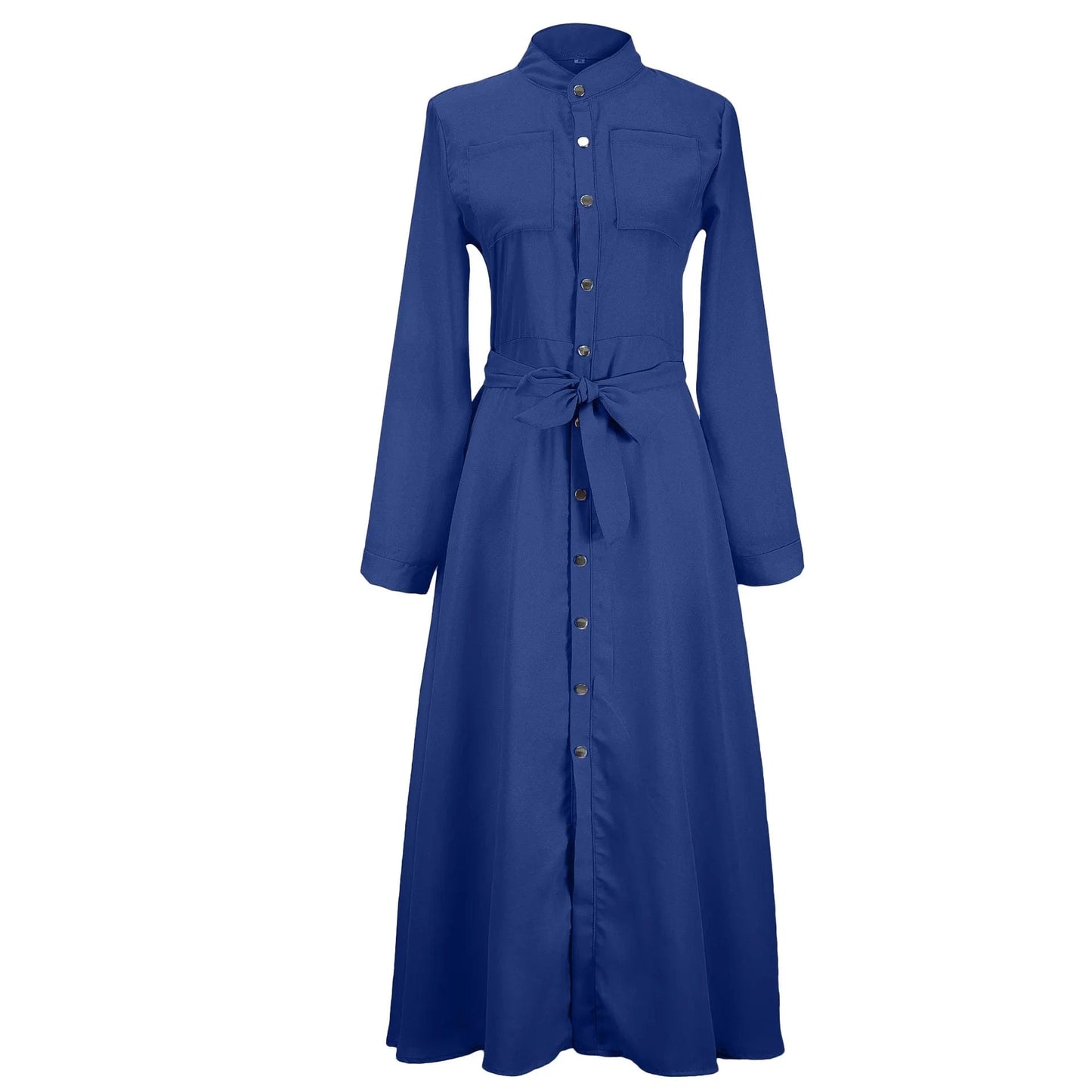 2024 New Design Wish Plus Size Women Slim Button Dress Shirt Long Sleeve Maxi Shirts Dress