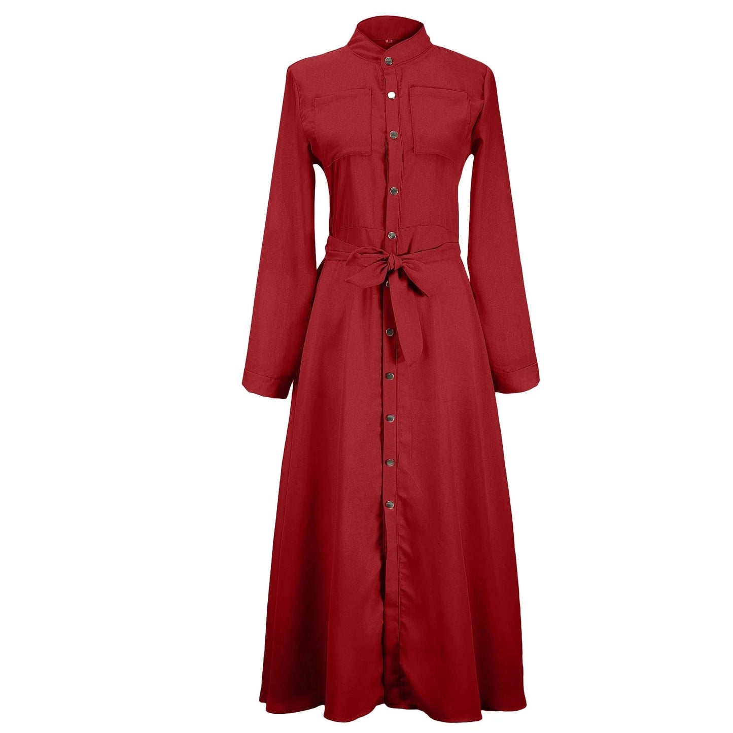 2024 New Design Wish Plus Size Women Slim Button Dress Shirt Long Sleeve Maxi Shirts Dress