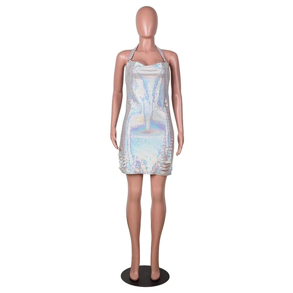 2024 New Design Women Sexy Backless Halter Short Night Club Dress Fashion Ladies Slim Split Club Dresses