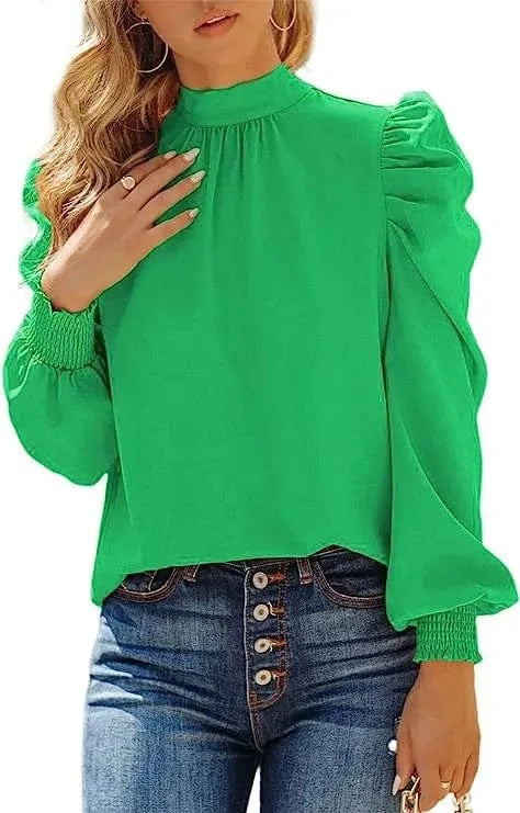 2024 New European and American Lace-up Leg of Lamb Sleeve Loose Long Sleeve Spring and Autumn Women's Shirt