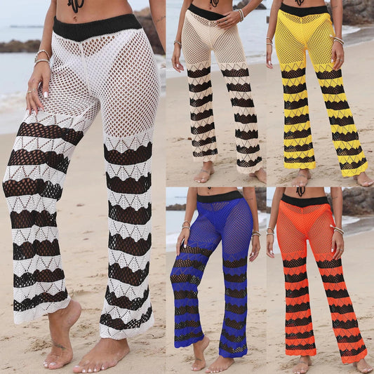 2024 new fashion clothing for women  beach cover ups sexy summer beach kimono bikini Long Pants Crochet Trousers crochet Pants