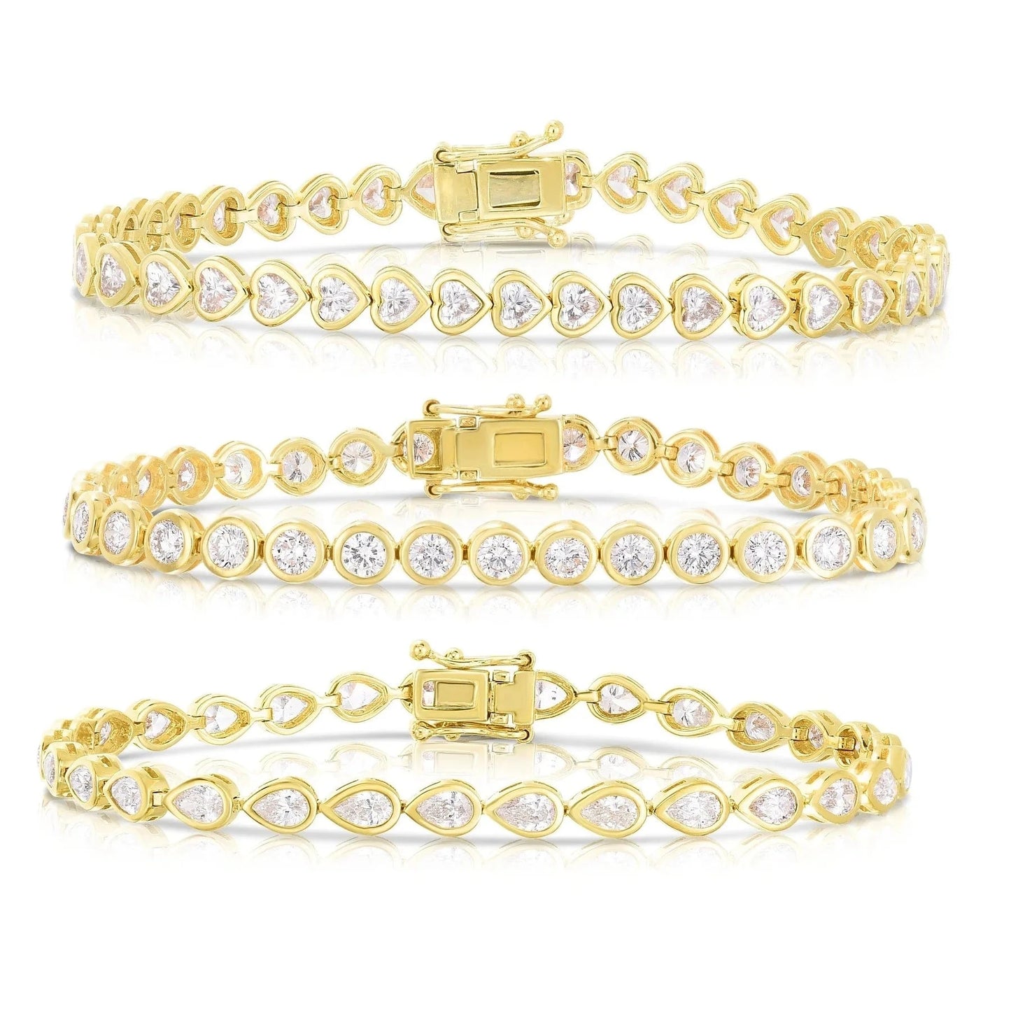 2024 New Fashion Silver Gold Plated Luxury Jewelry Bling Iced Out 5A CZ Geometric Various Shaped Bezel Tennis Bracelet