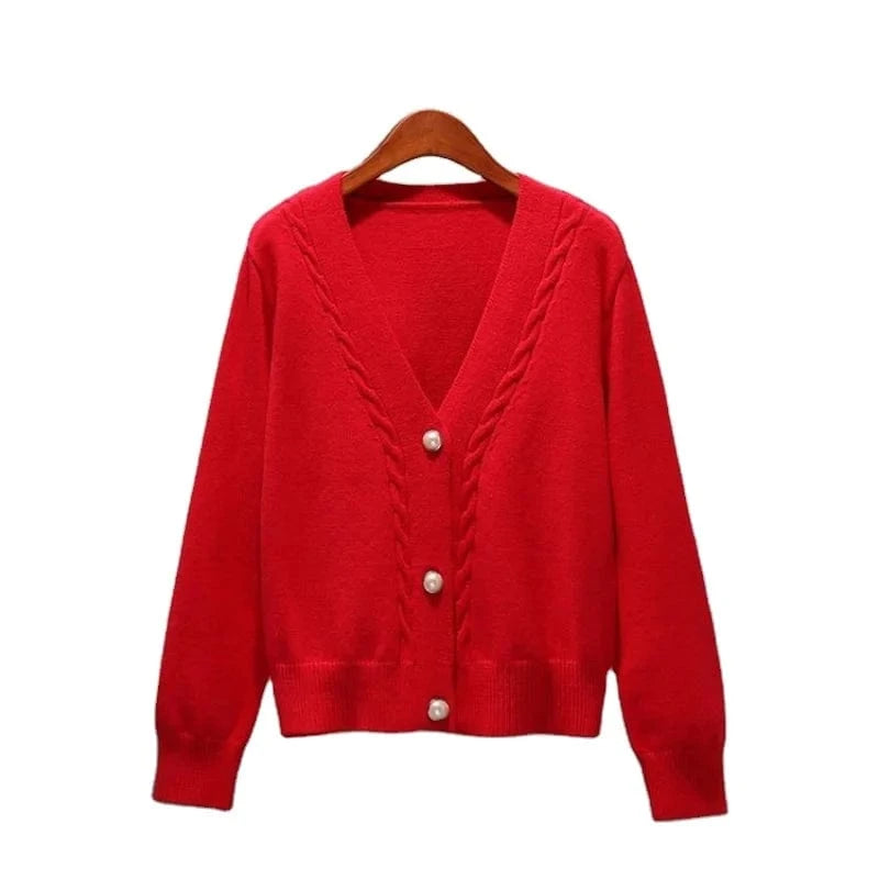 2024 New Fashion Women Girls White Spring Autumn Sweater Cardigan Jacket Long Sleeve V-neck Button Casual Tops Knitwear Sweater