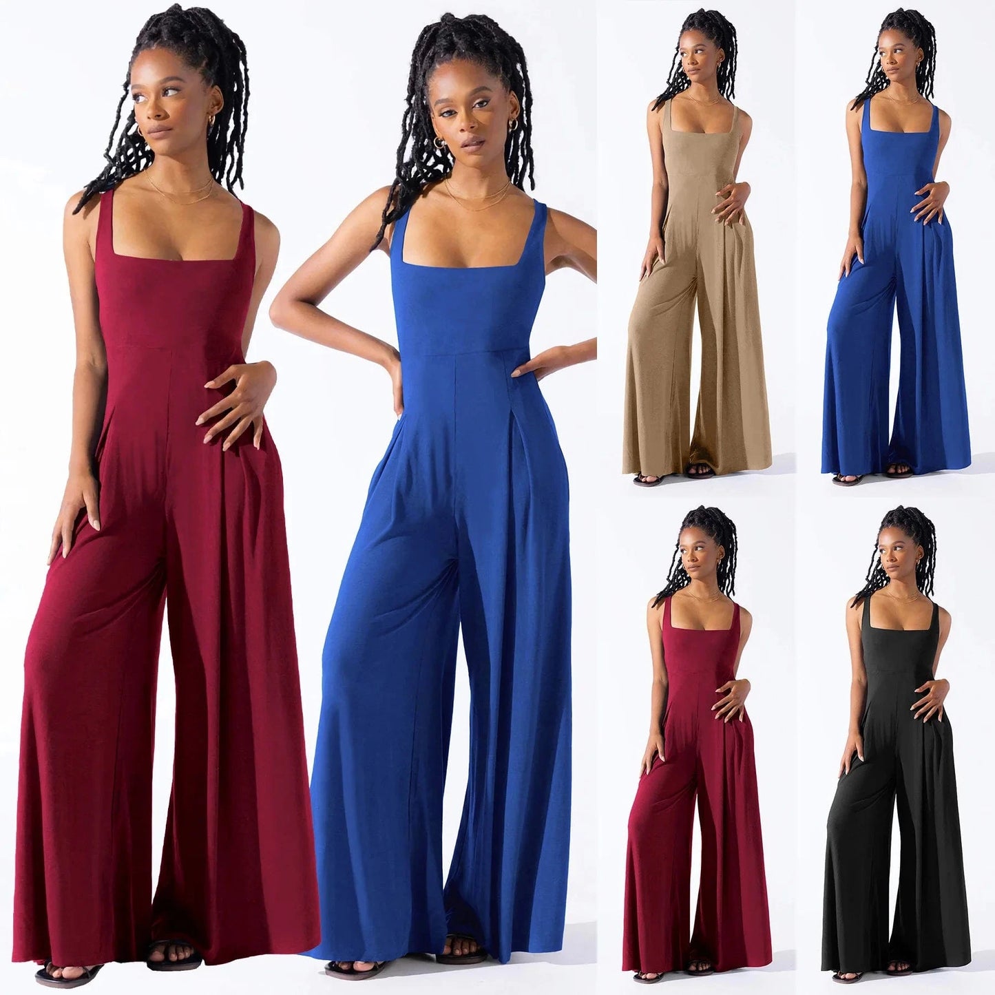 2024 New Fashion Women Lady New women's Summer Sleeveless Long Pants Gallus Solid Color Loose Casual Jumpsuits