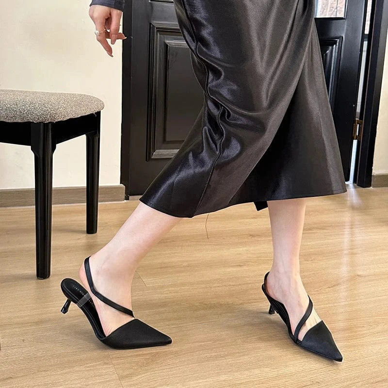 2024 New Kitten Heel Designer New Fashion Shoes Heels Talons Femmes Pointed Toe Sandals for Women